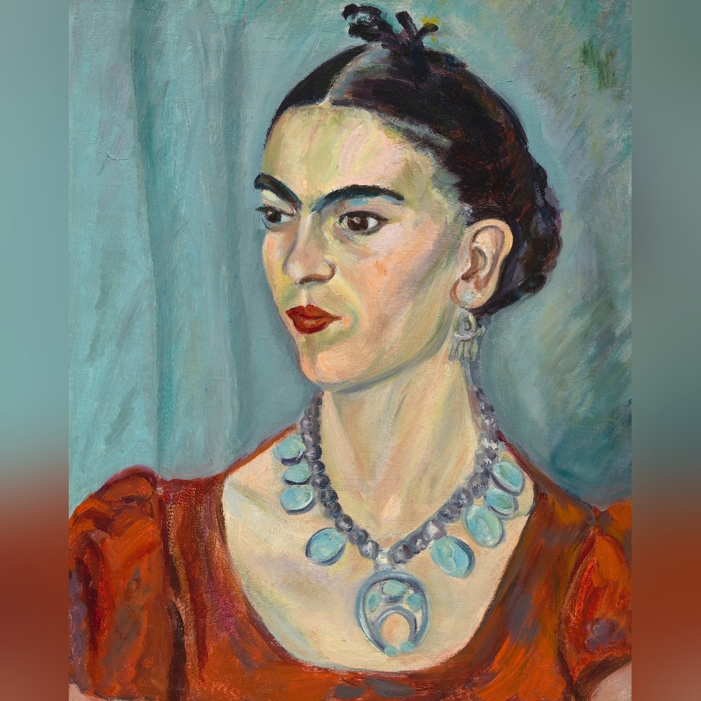 Frida Kahlo (1933), vintage woman portrait painting by Magda Pach Art Print